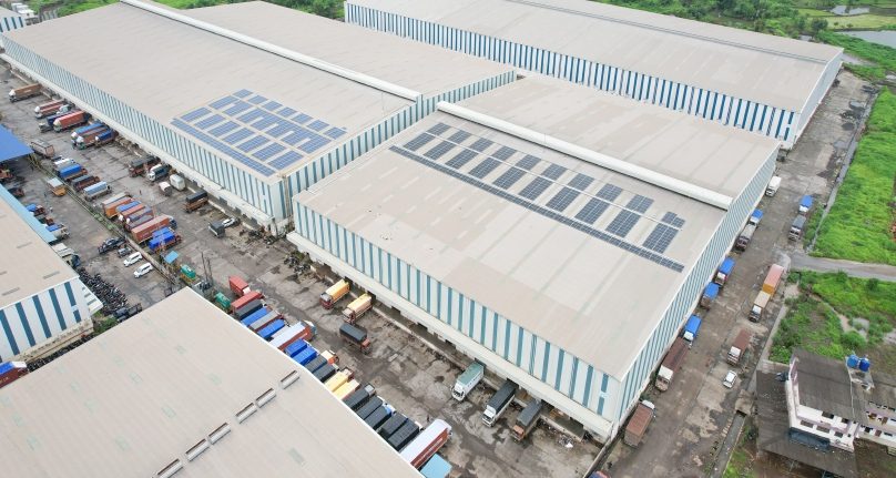 Rooftop solar over warehouse dock frontage
