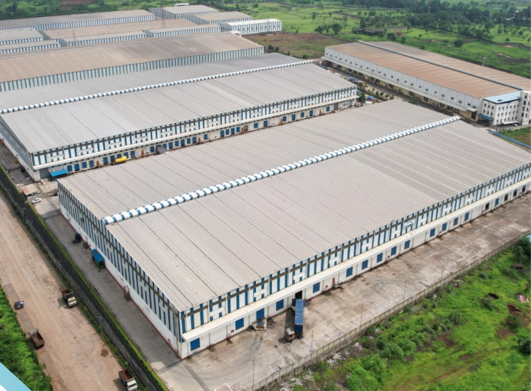 Aerial view of a logistics park in Bhiwandi